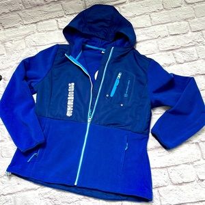 Free country Cobalt blue fleece hooded jacket woman’s Large